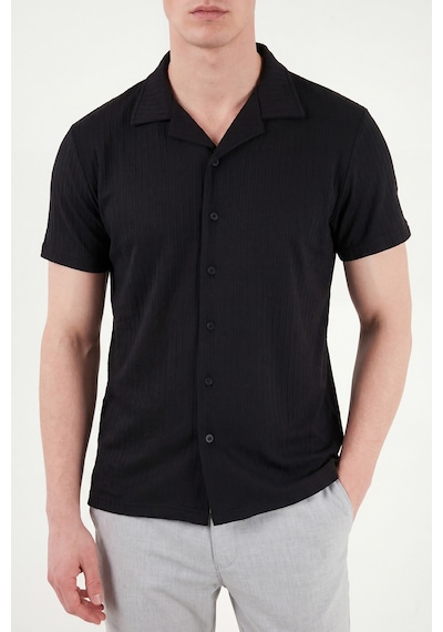 Buratti Pamuk Karışımlı Çizgi Dokulu Regular Fit Kısa Kollu Gömlek Erkek Gömlek 5904037 Siyah SİYAH Buratti Pamuk Karışımlı Çizgi Dokulu Regular Fit Kısa Kollu Gömlek Erkek Gömlek 5904037 Siyah SİYAH