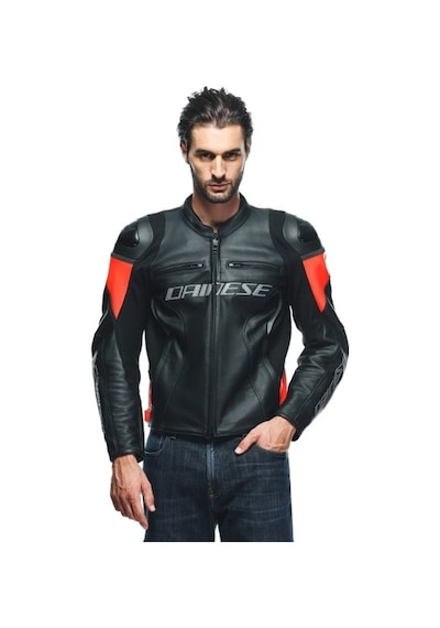 Dainese Daınese Ceket Racıng 4 Leather Jacket/black/fluo-red - 48