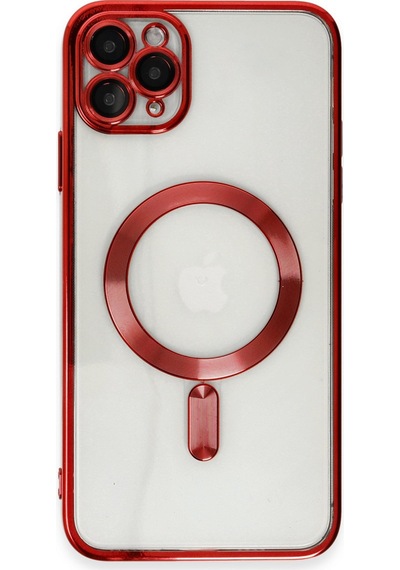 Newface Apple Uyumlu iPhone 11 Pro Max Kılıf Kross Magneticsafe Kapak - Kırmızı Kırmızı
