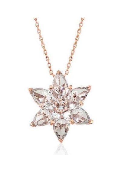 Gümüş Rose Beyaz Lotus Çiçeği Kolye Sl3468 Gümüş