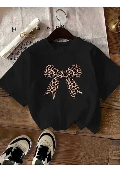 Kozia Outdoors Malkoçbey Panter Kurdela Baskılı Oversize Unisex Basic T-shirt SIYAH