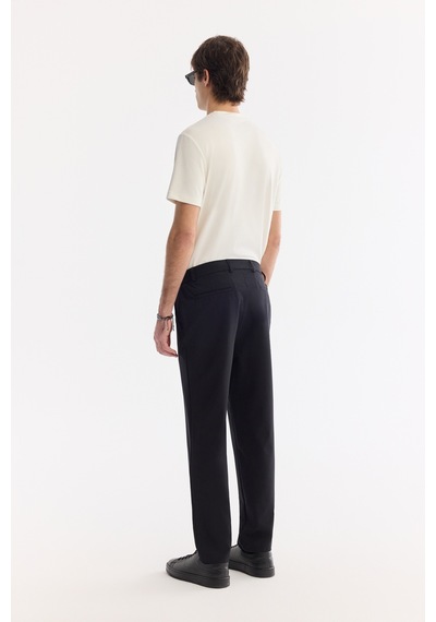 Avva Erkek Siyah Yanı Lastikli Kırışmaz Teknik Kumaş Slim Fit Chino Pantolon A61y3077