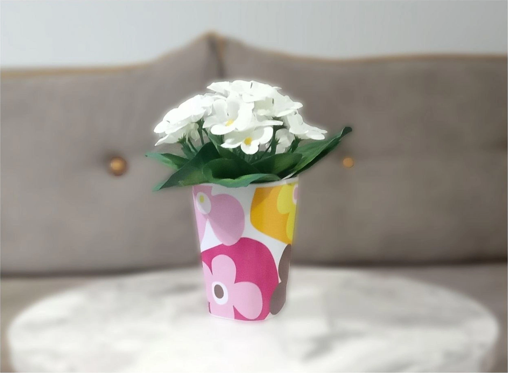 2 Adet Vazo Dahil,vazoda Çiçek,beyaz Yapay Çiçek,vazo Dekoratif Kırmızı Papatya 7x7x16cm Çok Renkli