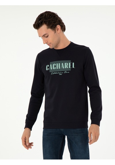 Siyah Regular Fit Bisiklet Yaka Sweatshirt Lacivert
