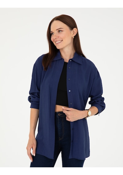 Pierre Cardin Kadın Lacivert Gömlek Desenli 50284899-vr033 Lacivert