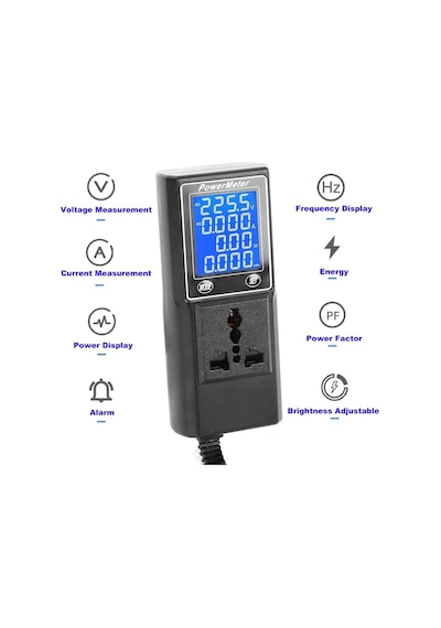 Ayt Powermaster Pm-26400 Volt Amper Watt Hz Güç Ölçer Dijital Ekranlı Powermeter Universal Priz Tip