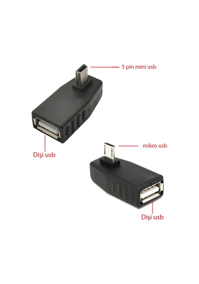 Mikro Usb Otg -mini Usb Otg Mikro Erkek Usb Dişi Mini Erkek Usb Dişi 2'li Set