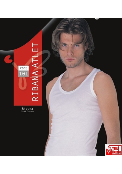 Güneri Underwear Erkek Beyaz Ribana Atlet % 100 Pamuklu Atlet 3'lü Paket 101-3b Beyaz