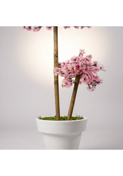 Luxdecor Yapay Sakura Ağacı - Pembe Bahar Esintisi 130 Cm Beyaz Plastik Saksı Pembe