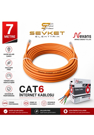 Nexans 7 Metre Cat6 Data Kablosu Turuncu Halojen Free Patch Cord