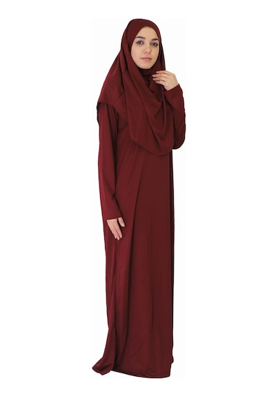 Zehranaz Namaz Elbisesi Bordo Fermuarsız Namaz Elbisesi Bordo
