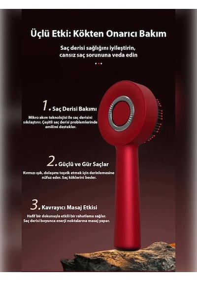 Şarjlı Ve Titreşimli Saç Masaj Tarağı Bakım Yağı Hazneli Fırça