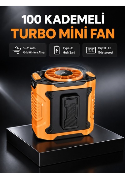 Dijital Ekranlı Turbo Mini Fan 3 Kademeli Hız, Sessiz Çalışma Ve Type-c Şarj - Lisinya 06712259