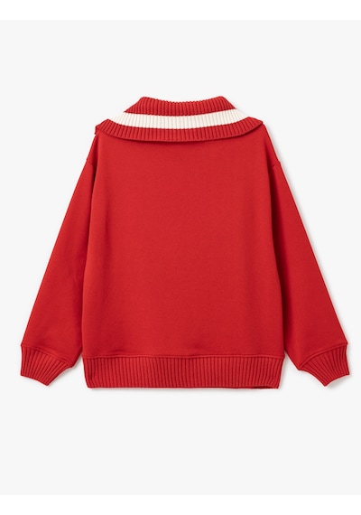 Koton Yarım Fermuarlı Biyeli Oversize Dik Yaka Kolej Baskılı Sweatshirt Kırmızı 5sal10467ık Kırmızı Koton Yarım Fermuarlı Biyeli Oversize Dik Yaka Kolej Baskılı Sweatshirt Kırmızı 5sal10467ık Kırmızı