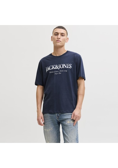 Jack & Jones Erkek Gögüs Logo Baskili Tisört - Devin - 12290173 Lacivert