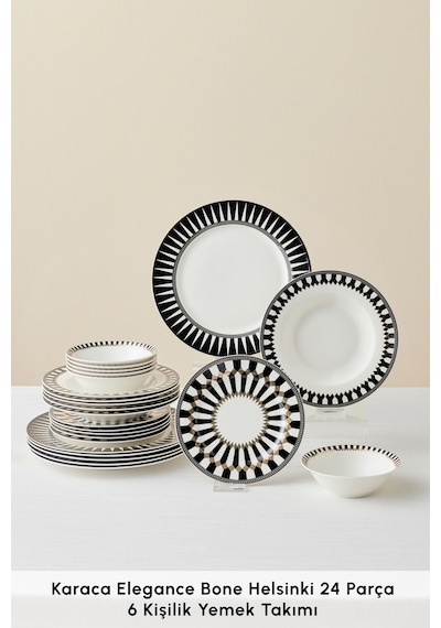 Karaca Elegance Bone Helsinki 24 Parça 6 Kişilik Yemek Takımı Renkli