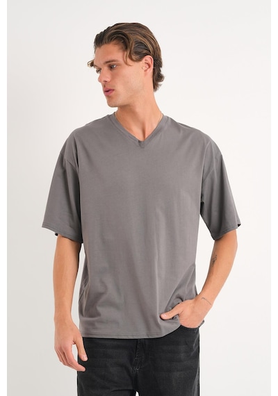 Alexander Gardi Alexandergardı V Yaka Oversize T-shirt E24-742a Koyu Gri