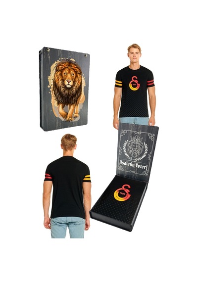 Galatasaray Logo Baskılı Siyah T-shirt Hediyelik Kutulu 001