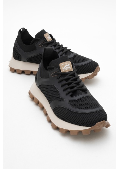 Marcomen Erkek Kalın Taban Trikolu Bağcıklı Sneaker Mc 21326 Siyah Siyah
