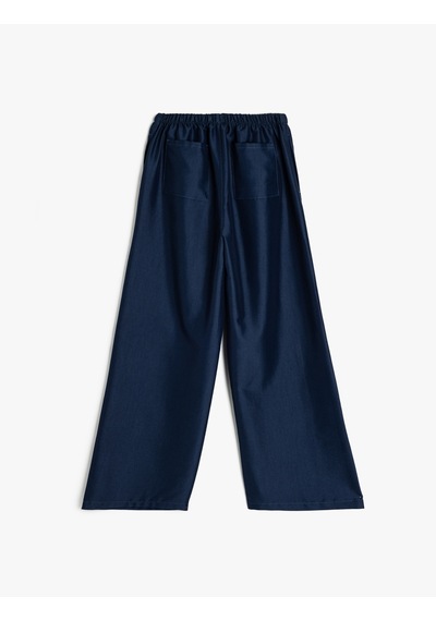Koton Nervürlü Cepli Geniş Paça Pantolon Lacivert 5wkg40087aw Lacivert