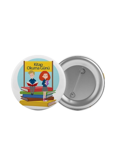 Kitap Okuma Günü Çanta Rozeti 20 Adet En Büyük Boy 5.8cm İğneli Broş