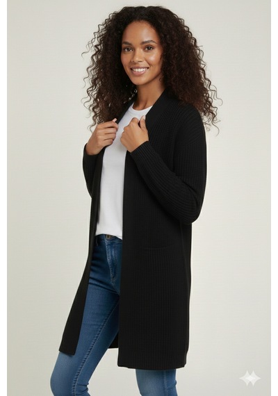 Youknitwear You Stayles %100 Pamuk Kadın Triko Hırka Siyah