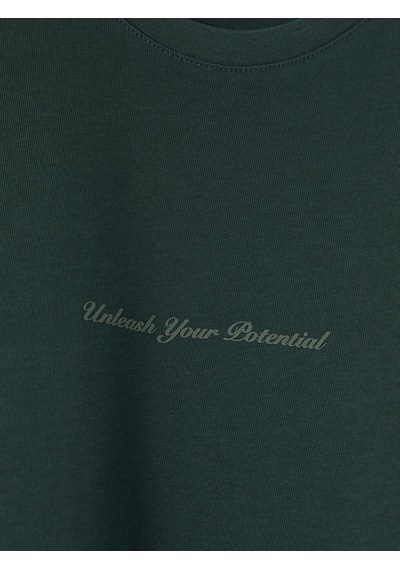 Lcwaıkıkı Classic Yeşil Bisiklet Yaka Slogan Baskılı Erkek Tişört
