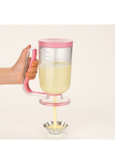 Pankek Dağıtıcı Hamur Porsiyonlayıcı Şekillendirici 900 Ml Dökme Aparatı Pembe