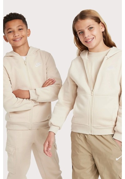 Nike Sportswear Full-zıp Fermuarlı Kapişonlu Çocuk Sweatshirt Krem Krem