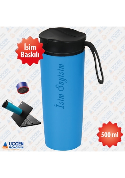 500ml Kişiye Özel Devrilmez Paslanmaz Çelik Termos Bardak  Beyaz