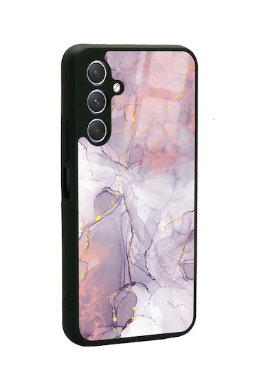 Samsung Uyumlu A24 Fuşya Mermer Tasarımlı Glossy Telefon Kılıfı Siyah