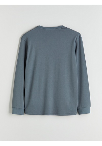 LC Waikiki Lc Waıkıkı İndigo Bisiklet Yaka Uzun Kollu Erkek Sweatshirt