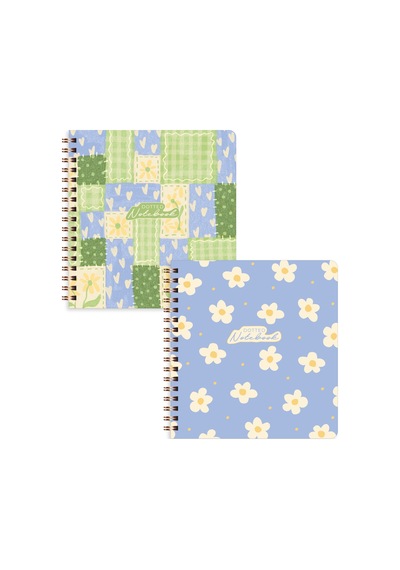 15x16 Spiralli Karton Kapak 2'li Noktalı Not Defter Seti - Patchwork Çok Renkli