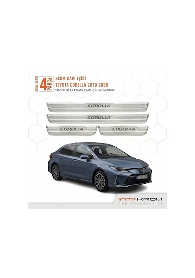 Toyota Corolla 2019-2026 Uyumlu Satine Krom Kapı Koruma Eşiği 4 P