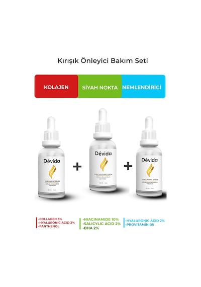 Kolajen + Gözenek + Nemlendirici Serum 3 Lü Set  Alın Çizgisi Göz Çevresi