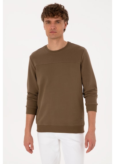 U.S. Polo Assn. Erkek Bisiklet Yaka Regular Fit Haki İnce Sweatshirt 50315455-VR027