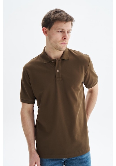 AR-MA Arma Erkek Regular Fit Basic % 100 Pamuk Pike Polo Yaka Tişört Y29374354502 Kahverengi