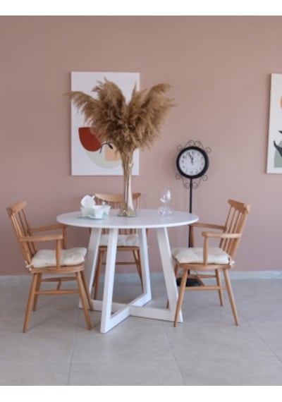 103 CM BEYAZ Yuvarlak Yemek Masası, Modern Mat BEYAZ MDF  Yemek M