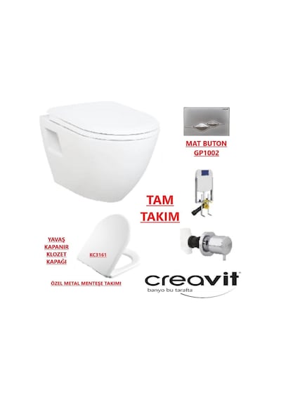 Creavit Gr5001-Tp325 Gömme Rezervuar Seti 5Li Metal Menteşe Hisar