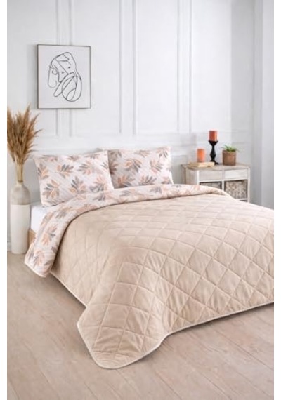 Ayrex Kapitoneli Tek Kişilik Desenli Pike - Yatak Örtüsü Takımı 160x230 Cm - 1 Adet Yastık Kılıflı Turuncu Diğer