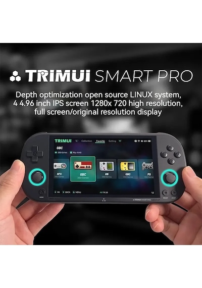 Trimui Smart Pro 4.96 Inch Ips Screen Handheld Game Console Open Source Linux System 128g Black
