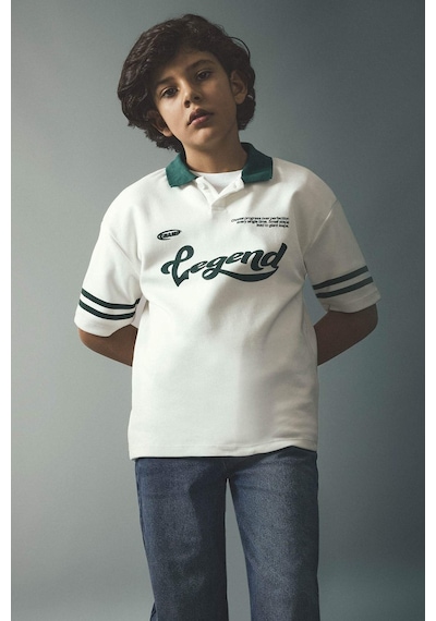 Defacto Oversize Ekru Erkek Çocuk Polo Yaka T-shirt G7474a8/er105 Ekru