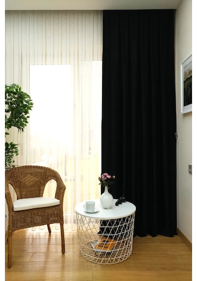 Evdepo Home Deniz Soft Pileli Fon Perde Siyah (486097157) Siyah
