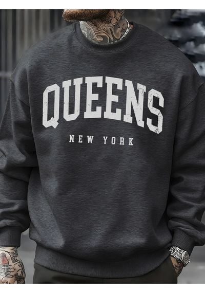 Startmore Startmorequeens New York Mektup Tasarım Erkek Tişörtü Moda Bol Giysiler Günlük Bisiklet Yaka Tüm Maç Ü Antrasit