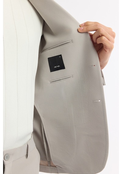 Avva Erkek Gri Mono Yaka Pamuklu Hafif Bi-stretch Blazer Comfort Slim Fit Ceket A51y4004