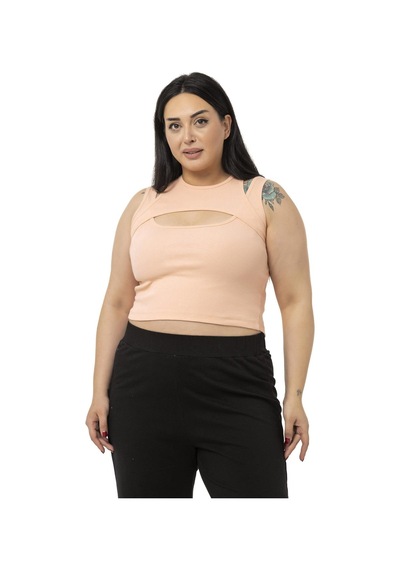Disentis Büyük Beden Göğüs Dekolteli Fitilli Kaşkorse Somon Body-somon Somon