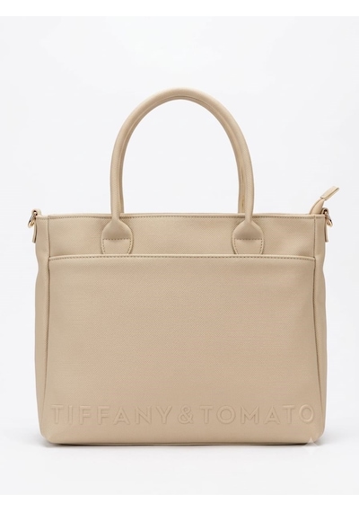 Tiffany & Tomato Tiffany Tomato Kadın El & Omuz Çantası Fermuarlı Astarlı Ve İç Bölmeli Krem