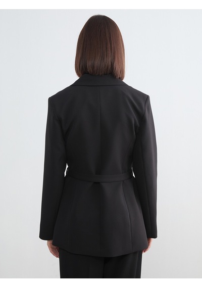 Lcw Modest Siyah Beli Kemerli Kadın Blazer Ceket