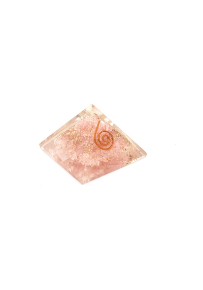 Hakiki Doğal Pembe Kuvars Taşı Orgonit Piramit 38 Gram
