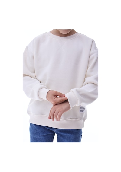 Erkek Çocuk Sweatshirt %100 Pamuk Rahat Kalıp 5-10 Yaş Krem